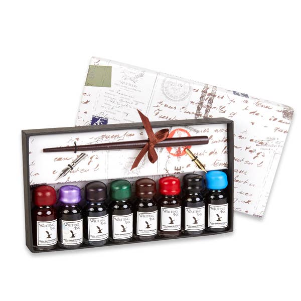 Freund Mayer & Co. - Calligraphy Ink Set with Dip Pen - 8 Inks Plus Pen and Nibs