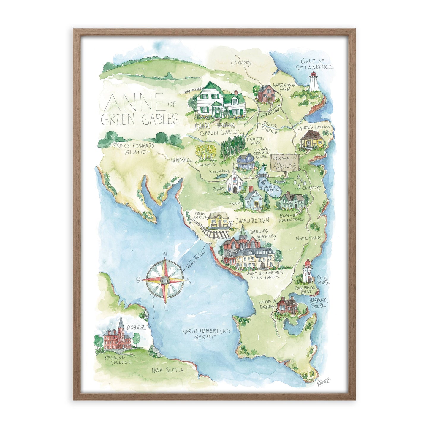 Elizabeth Wade Studio - Anne of Green Gables Watercolor Story Map Art Print