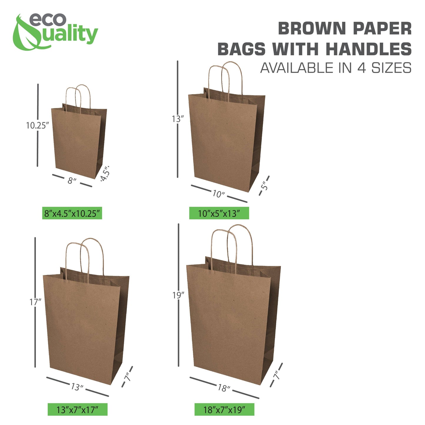 EcoQuality - 18x7x19 Jumbo Kraft Paper Gift Bags with Twine Handles Brown