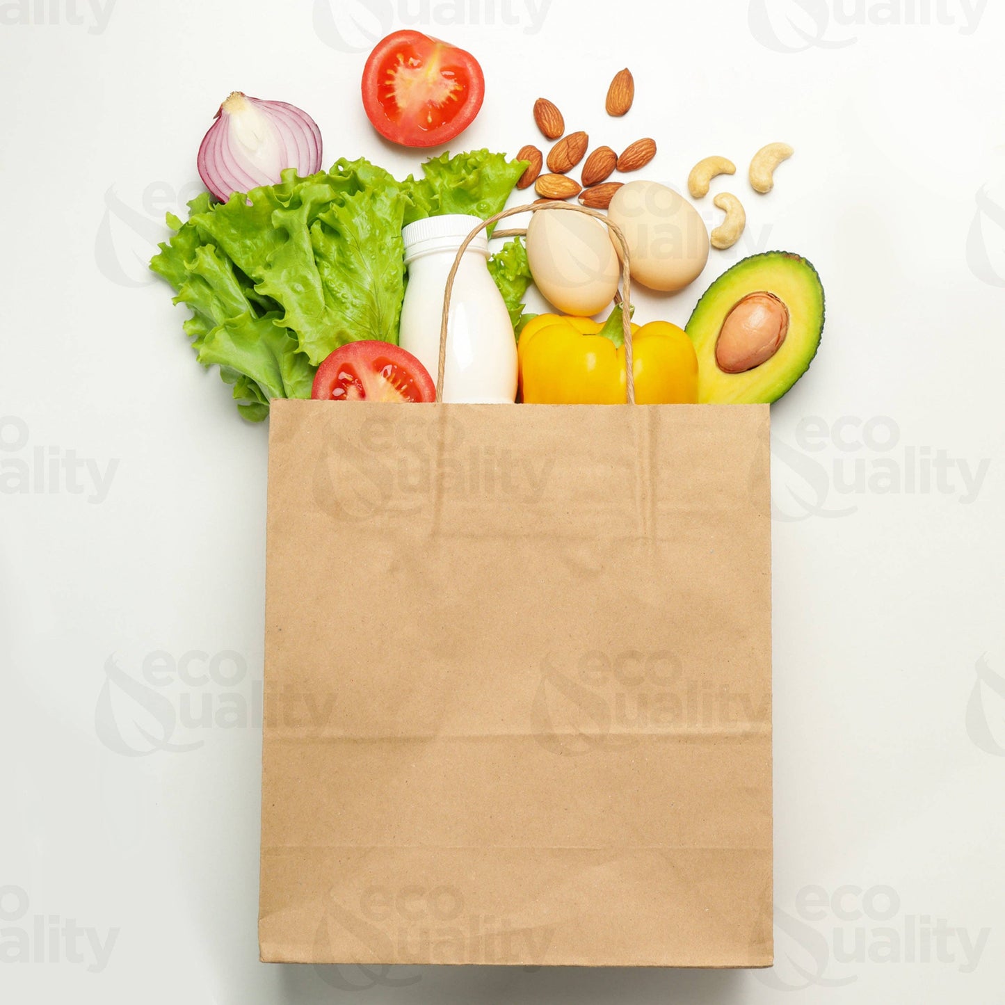 EcoQuality - 18x7x19 Jumbo Kraft Paper Gift Bags with Twine Handles Brown