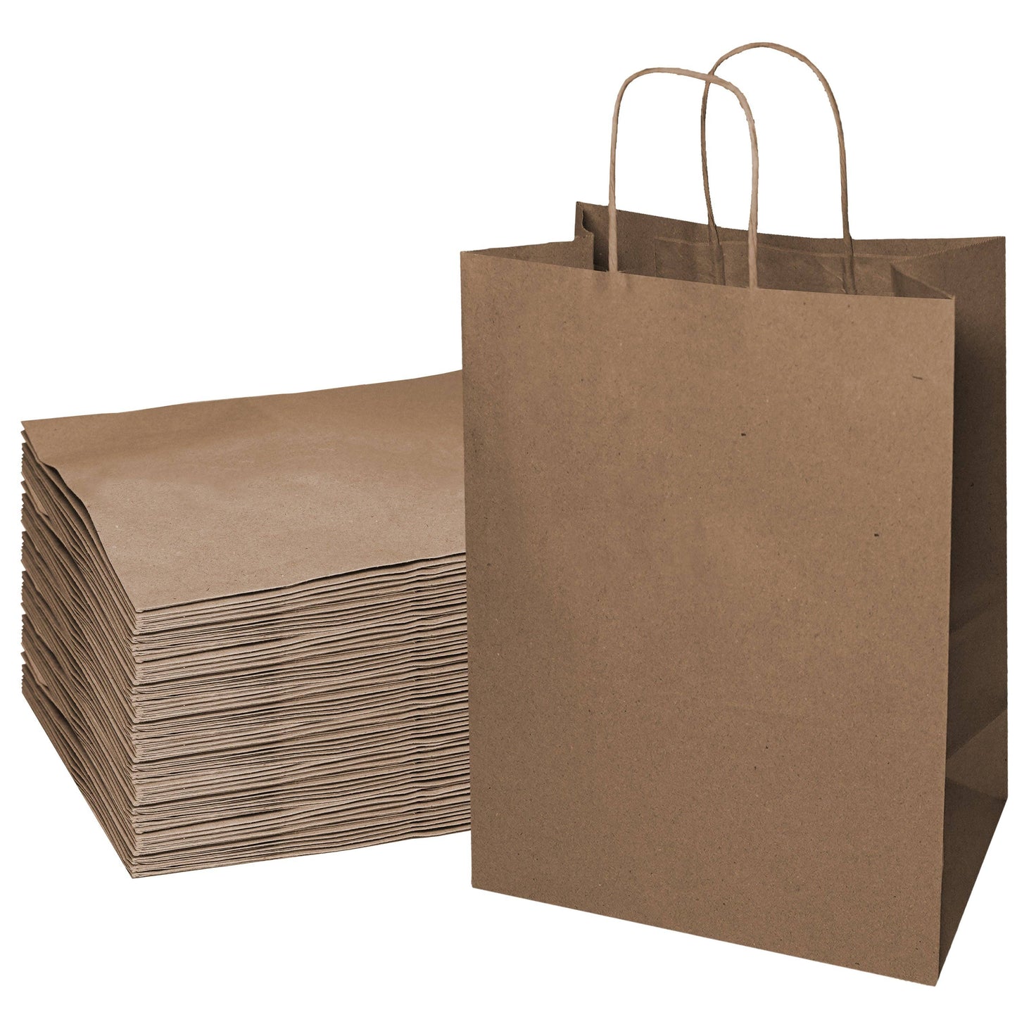 EcoQuality - 18x7x19 Jumbo Kraft Paper Gift Bags with Twine Handles Brown