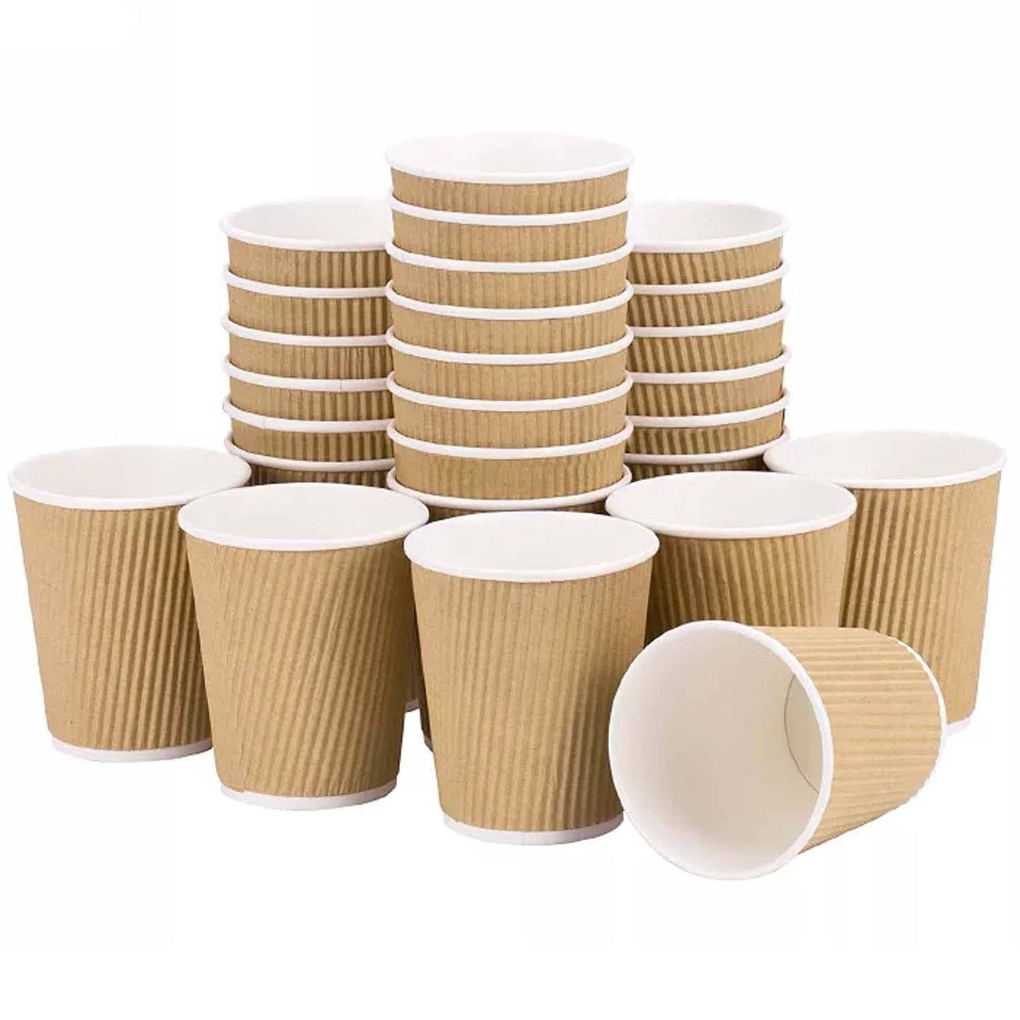 EcoQuality - 16oz Disposable Insulated Double Wall Ripple Paper Hot Cold