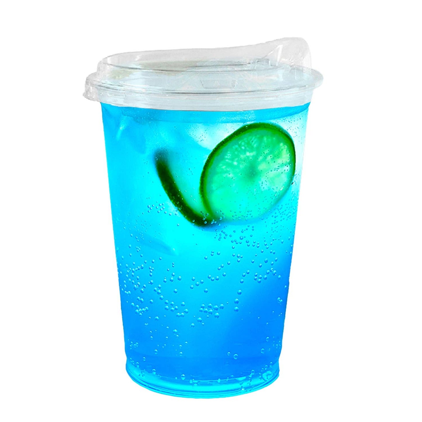 EcoQuality - 16oz Disposable Pet Clear Plastic Smoothie Cups w/Sip Throug