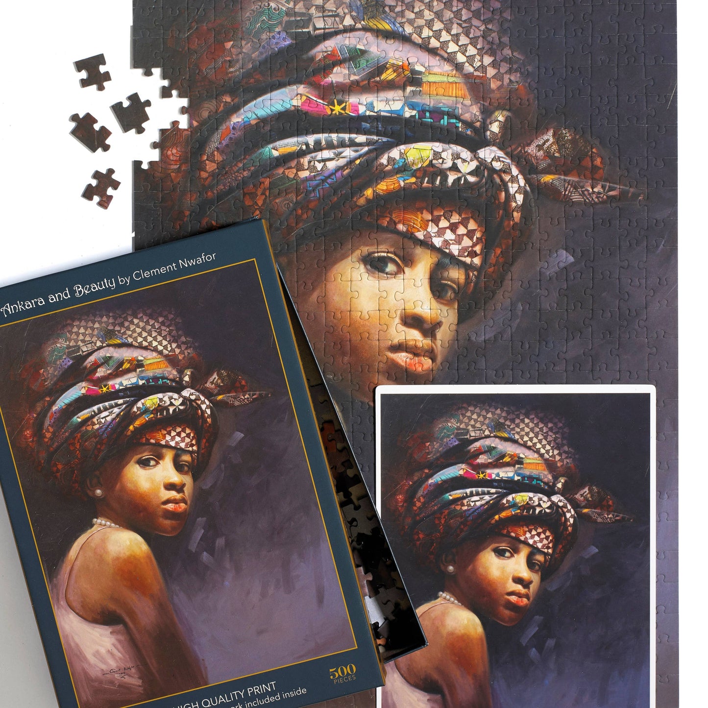 Art & Fable Puzzle Company, LLC - Ankara and Beauty; 500-Piece Velvet-Touch Jigsaw Puzzle