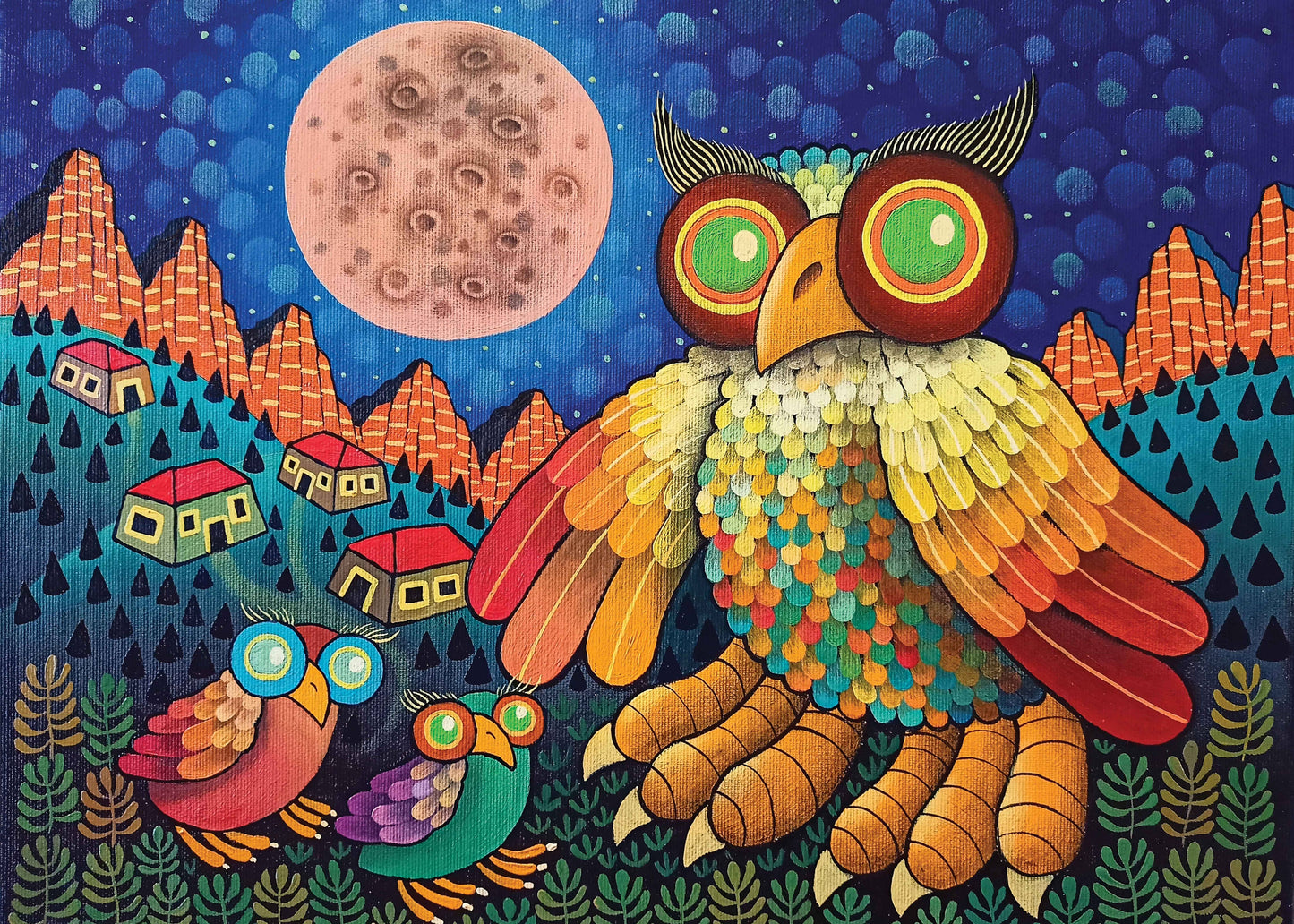 Art & Fable Puzzle Company, LLC - NEW! Alpine Owls, 500-pc Velvet-Touch Jigsaw Puzzle