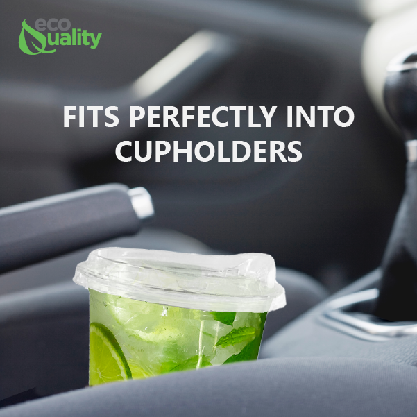EcoQuality - 16oz Disposable Pet Clear Plastic Smoothie Cups w/Sip Throug
