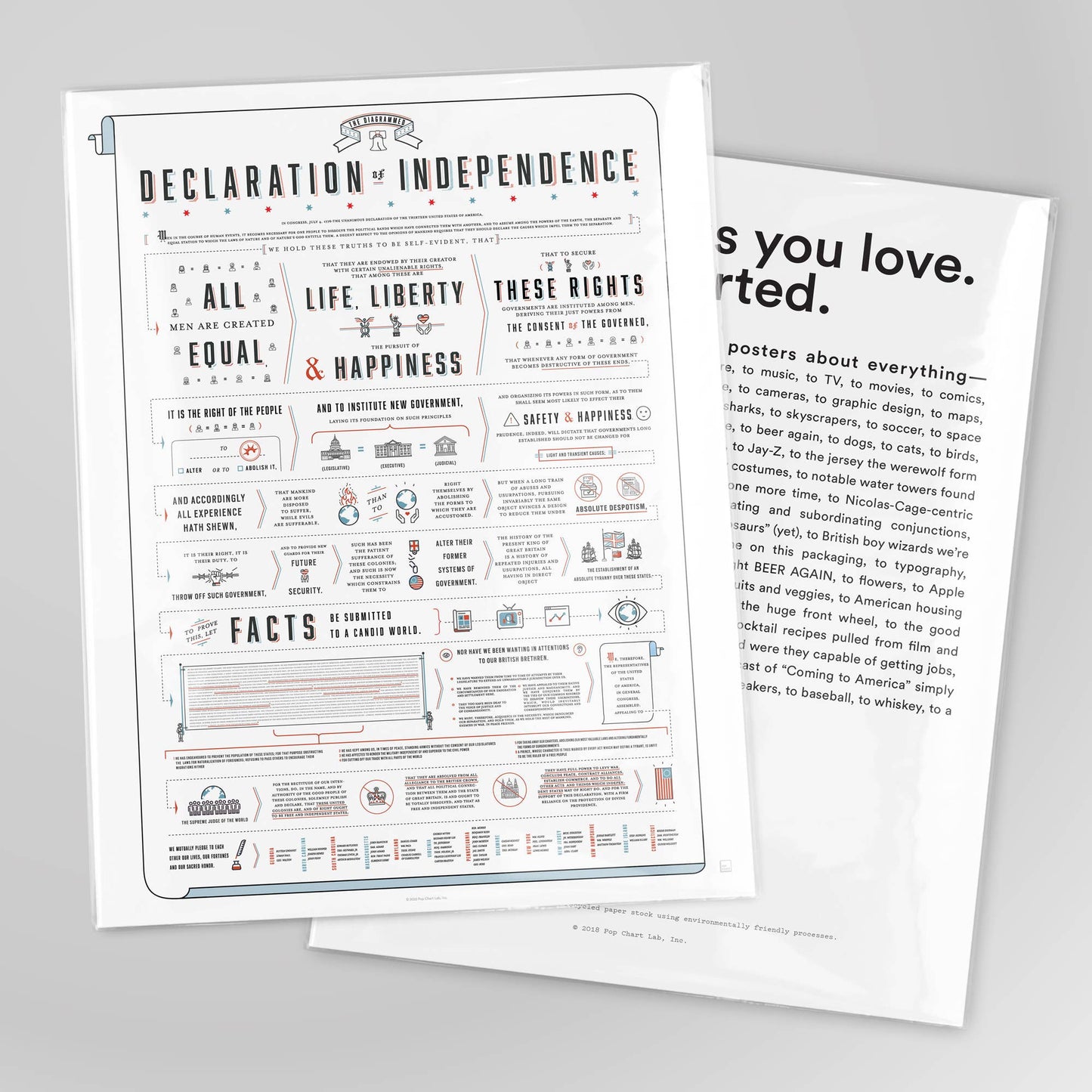 Pop Chart - Charted Declaration of Independence | 16" x 20" Art Print