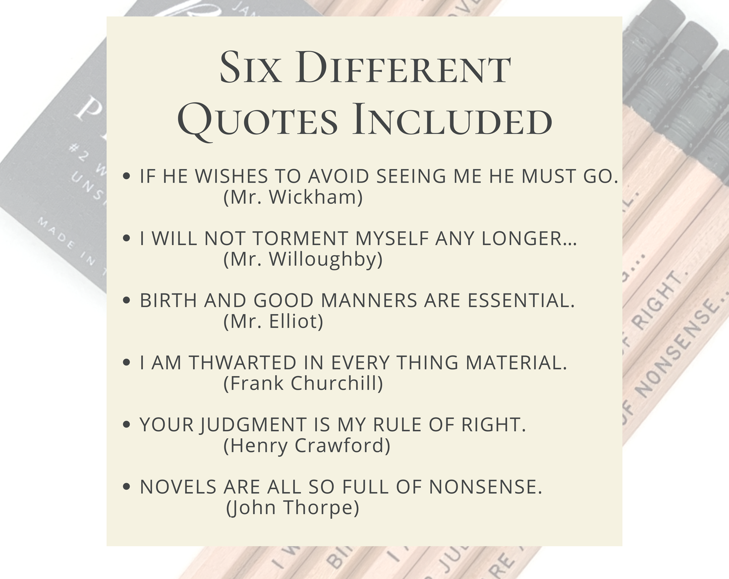 Lit & Whimsy - Jane Austen’s Bad Boys Literary Pencil Set