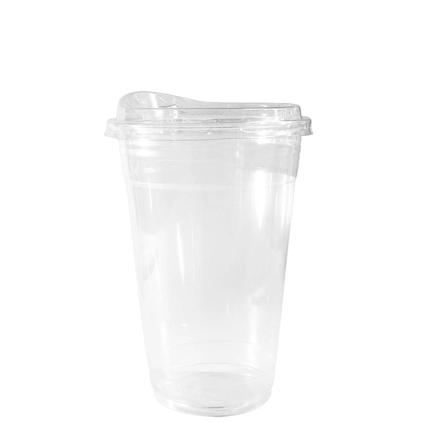 EcoQuality - 16oz Disposable Pet Clear Plastic Smoothie Cups w/Sip Throug