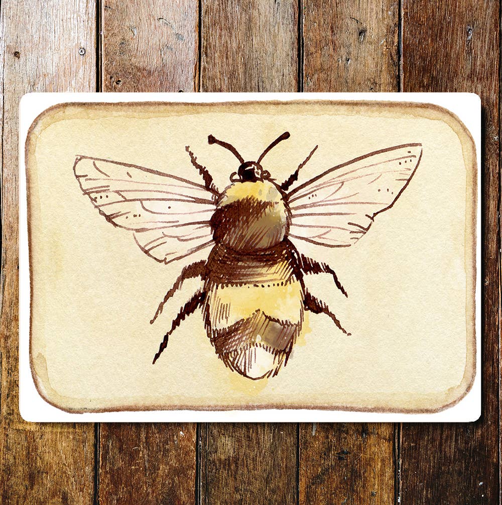 The British Metal Signs Company - Bee Portrait Black & Yellow Metal  Sign Plaque