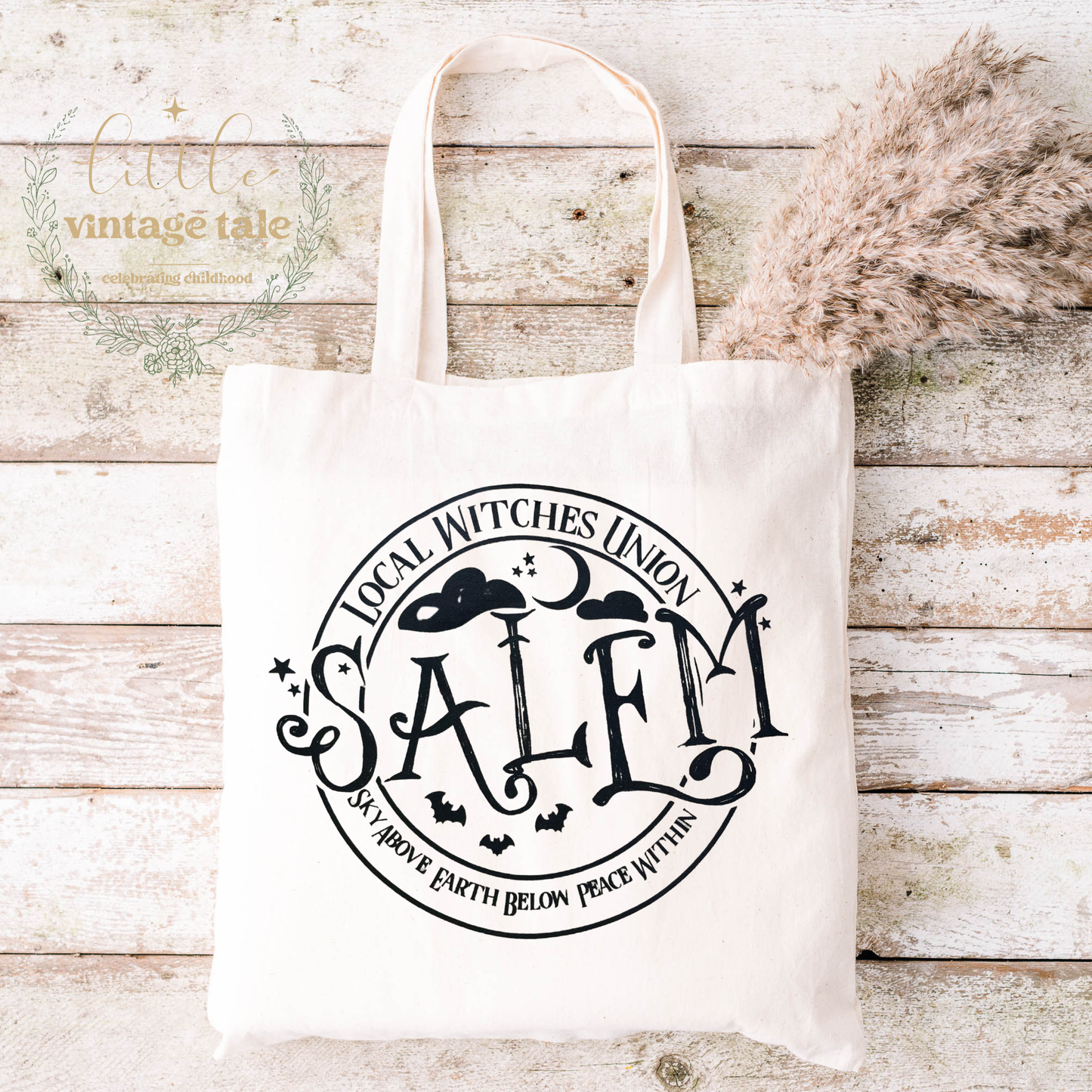 littlevintagetale - Halloween Tote bags ,Salem Witch Tote bag reusable