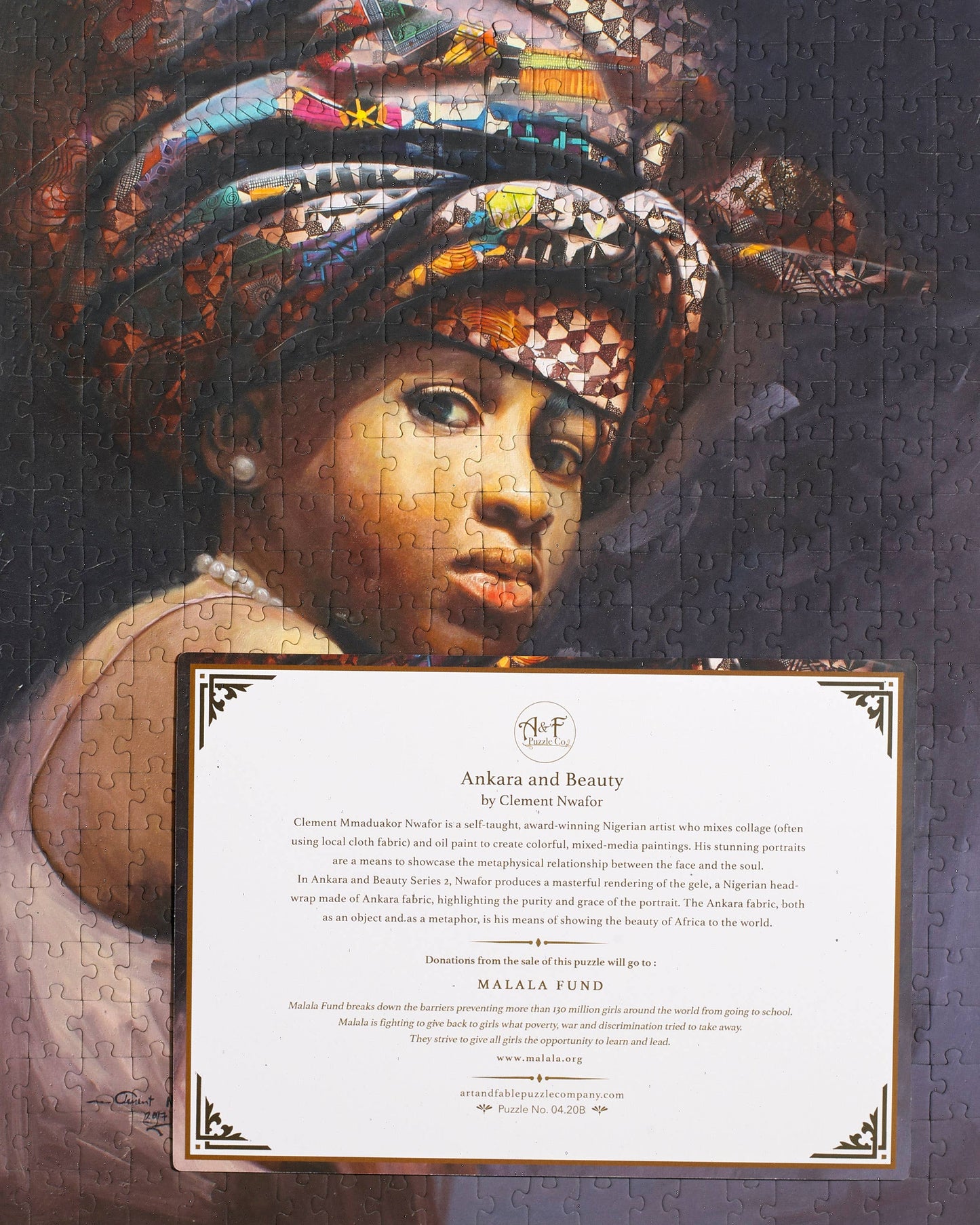 Art & Fable Puzzle Company, LLC - Ankara and Beauty; 500-Piece Velvet-Touch Jigsaw Puzzle