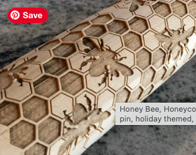 Scissortail Meadows - Honeybee Rolling Pin, bee  Love, Boho,Laser Engraved